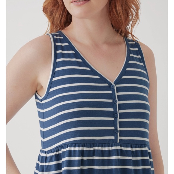 NWT Size small pact brand white and blue stripe summer dress - Picture 1 of 3